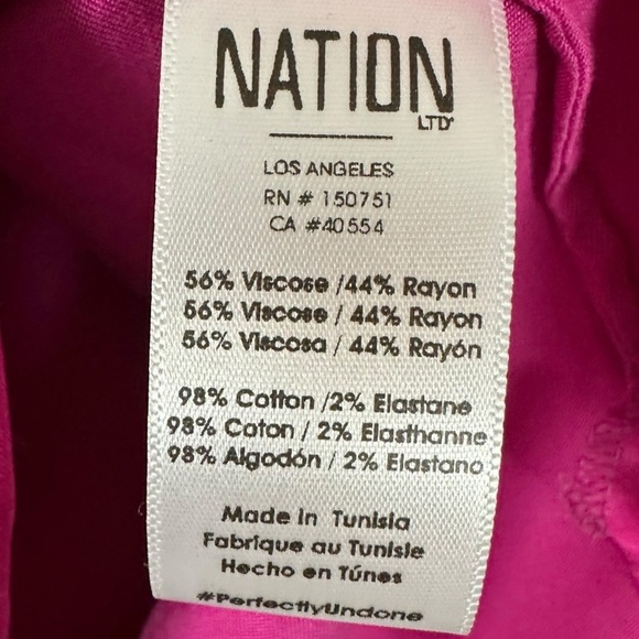 Nation Ltd Donna Bell Sleeve Top in Miss Magenta Size XS Satin Shiny Valentines - Picture 15 of 17